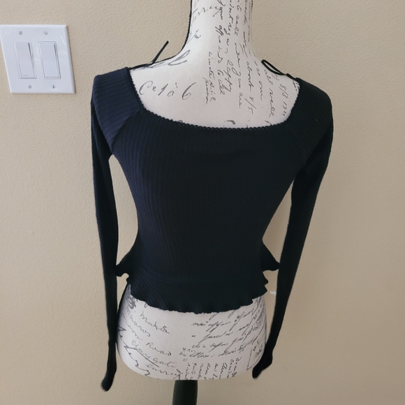 NWT KIMCHI BLUE RIBBED CROPPED LONG SLEEVE - Picture 4 of 4